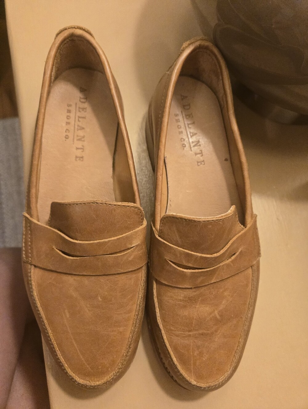 Adelante Shoe Co. Tan Leather Penny Loafers for Women